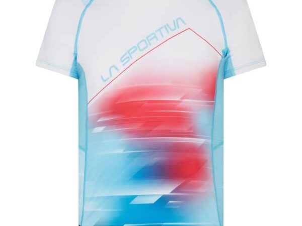 Tee-shirt La Sportiva Draft pour femme - Bleu / Blanc / Rose - taille L 2023