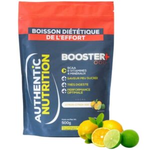 AUTHENTIC NUTRITION Booster+ 500g Citron Bleu Unique 2025 – Boisson énergétique isotonique pour sportifs