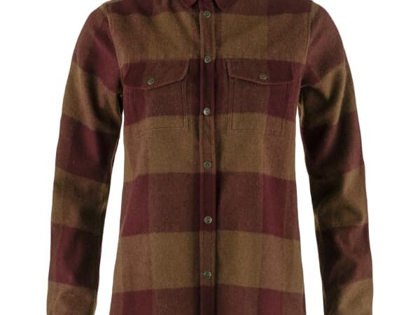 Chemise FJALLRAVEN Canada Shirt W pour femme en laine - Marron / Rouge - taille M 2025