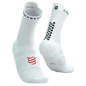 Chaussettes de running COMPRESSPORT Pro Racing Socks V4.0 Run High – Blanc – taille 35/38
