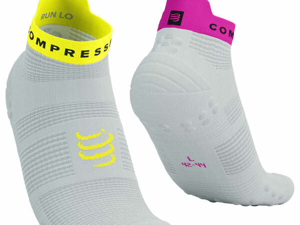 Chaussettes de running COMPRESSPORT Pro Racing Socks V4.0 Run Low - Blanc / Jaune / Rose - taille 45/48 2025