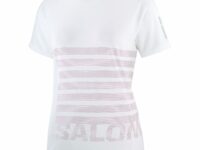 Tee-shirt de running Salomon Sense Aero Ss Tee Gfx pour femme en blanc et violet - Taille L