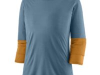 Maillot de VTT pour femme Patagonia W's Merino Blend 3/4 Sleeve Bike Jersey Utility - Bleu / Marron - Taille XS 2024