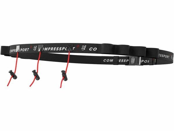 Ceinture COMPRESSPORT Race Belt Noir Unique 2025 pour la compétition de course à pied