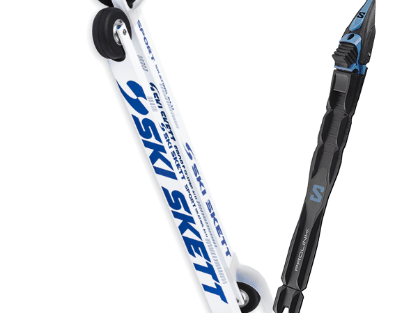 Pack ski roue Ski Skett Sport Skate Pl 25 + Fixations - Blanc / Bleu