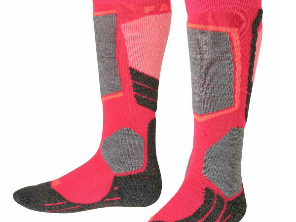 Chaussettes de ski FALKE Sk2 Kids pour enfant - Rose / Gris