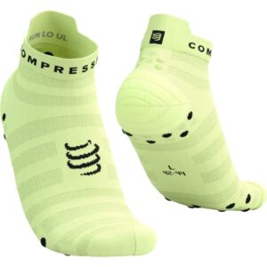 Chaussettes de running Compressport Pro Racing Socks V4.0 Ultralight Run Low – Vert / Jaune