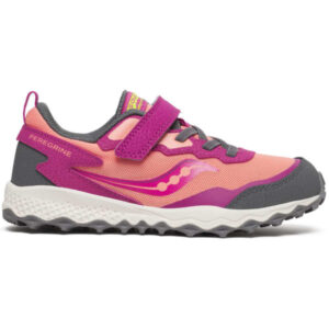 Chaussures de trail SAUCONY Peregrine Kdz A/c Shield – Rose / Gris – taille 10.5K 2025