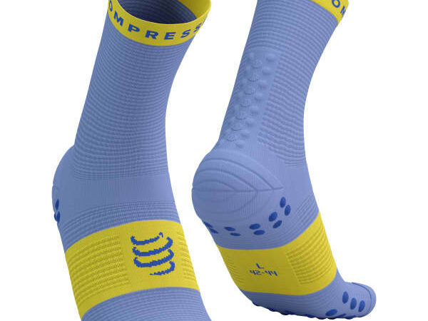 Chaussettes de running COMPRESSPORT Pro Racing Socks V4.0 Run High - Violet / Jaune - taille 35/38 2025