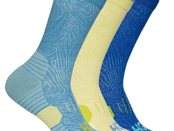 Chaussettes de running HOKA ONE ONE Crew Run Sock 3-pack - Bleu / Jaune - taille 34/38 2025