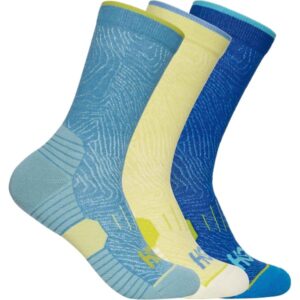 Chaussettes de running HOKA ONE ONE Crew Run Sock 3-pack – Bleu / Jaune – Taille 34/38