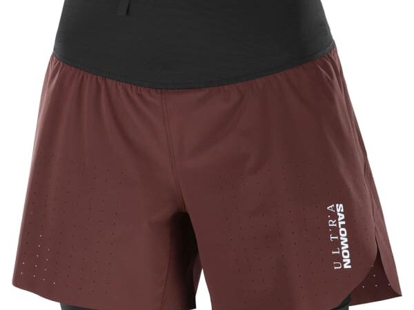 Short trail Salomon S/lab Ultra 2in1 pour femme - Marron / Noir / Rouge - taille XS 2025
