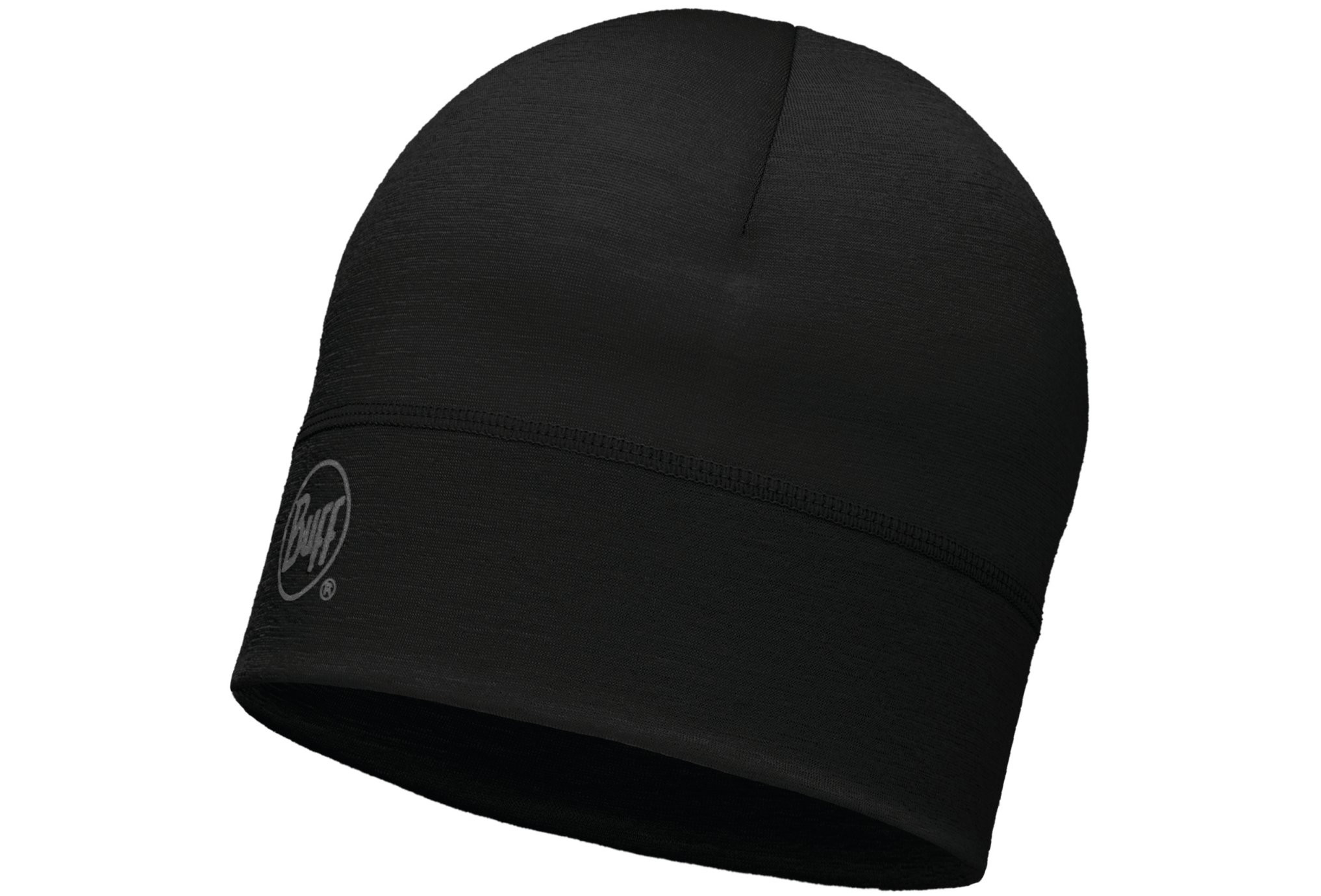 Buff Merino Wool Solid Black Bonnets / Gants