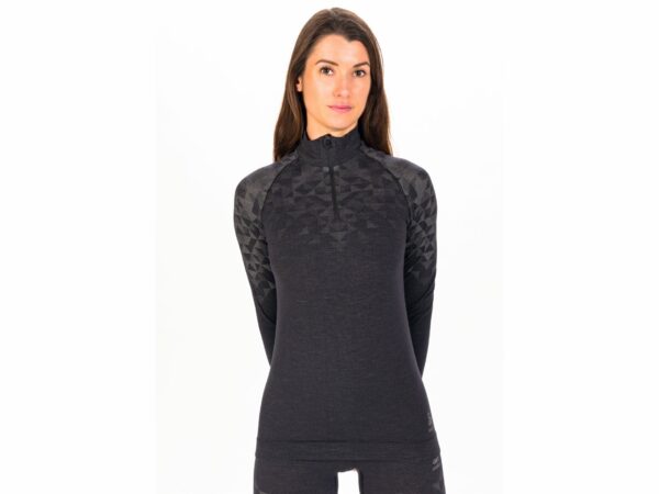 Odlo Kinship Performance Wool 200 1/2 Zip vêtement running femme déstockage