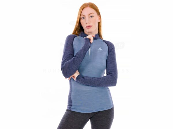Odlo Performance Wool 150 1/2 Zip vêtement running femme déstockage