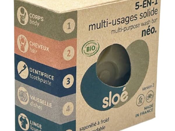 SLOE NÉO : SAVON MULTI-USAGES SOLIDE 5-EN-1 (60G)