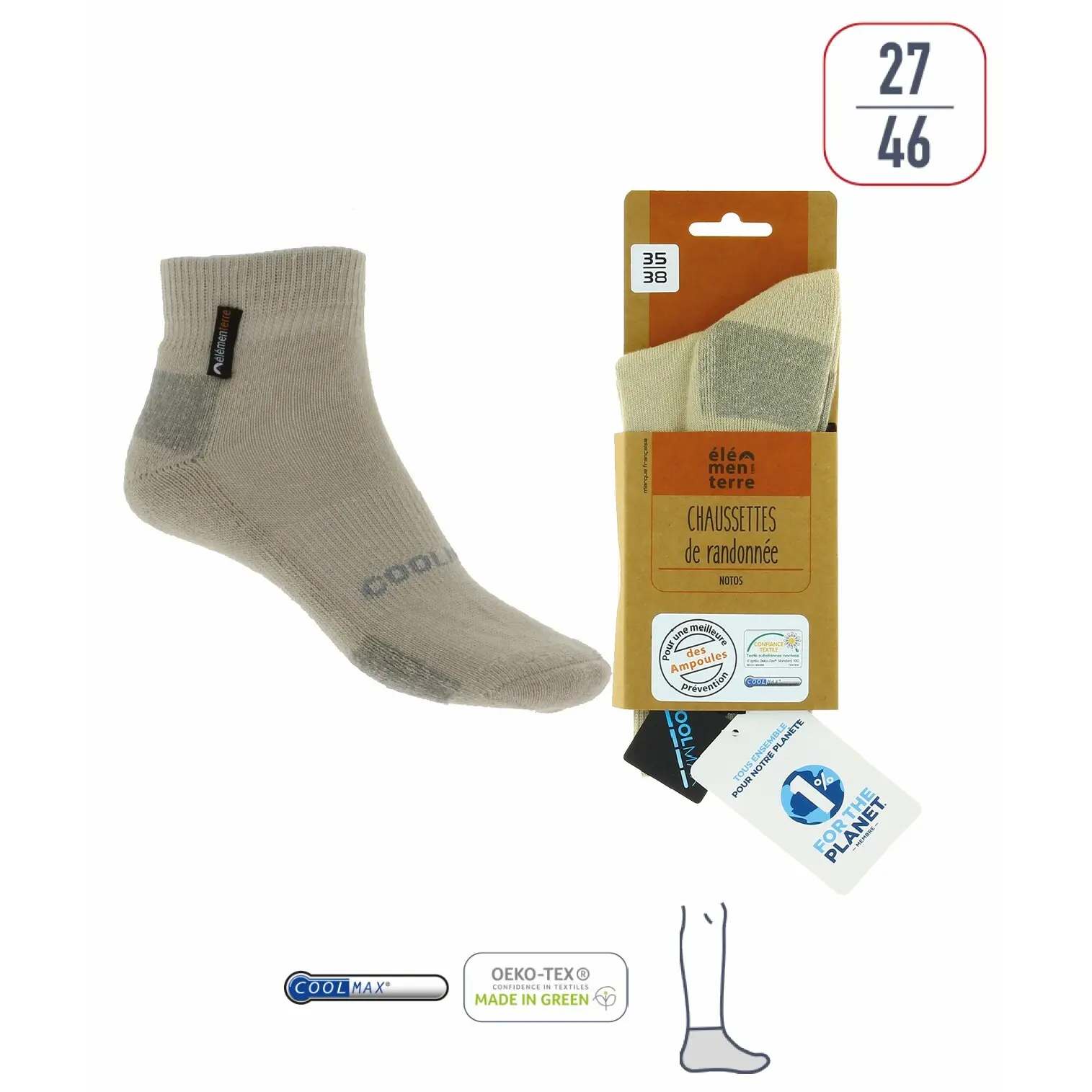 Chaussettes de randonnée low Élémenterre Notos