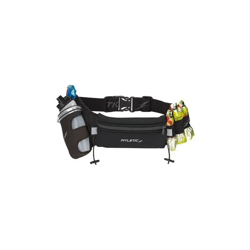 Ceinture d'hydratation 1 gourde 350ml et portes gels noir Fitletic