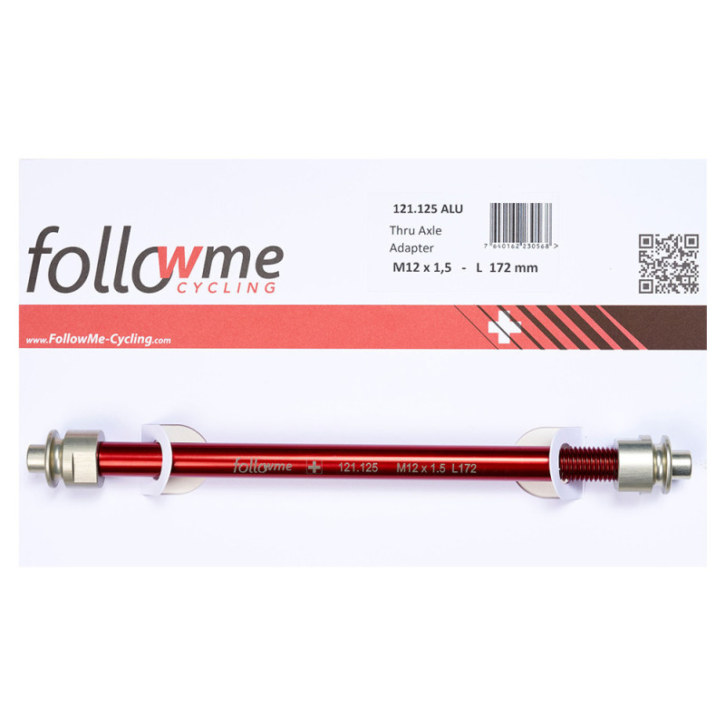 Axe adaptateur 12 mm FollowMe-Tandem pour vélo tracteur (Shimano) - Axe 12 mm , M12 x 1.5 - 172 mm