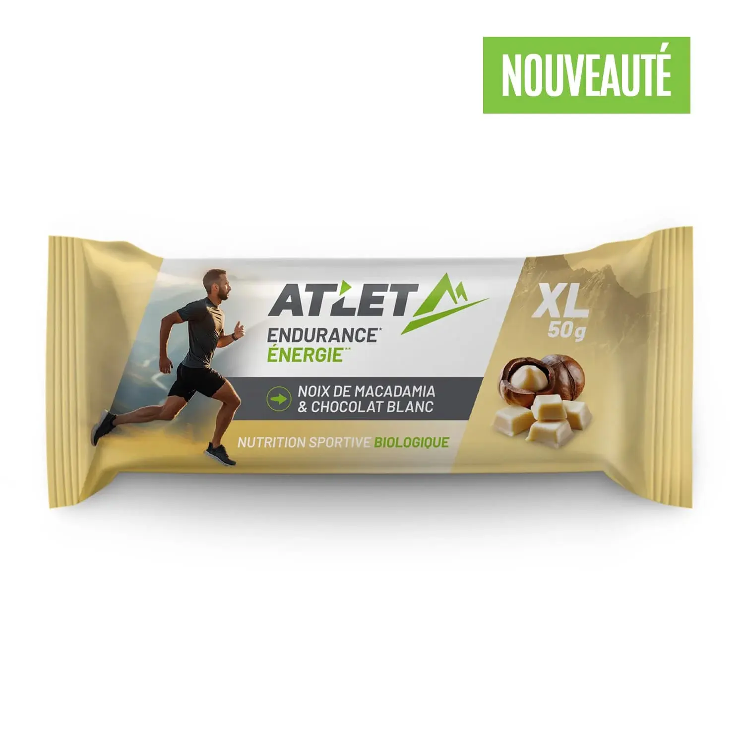 Barre énergétique Bio macadamia et chocolat blanc ATLET Nutrition