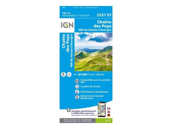 Carte Ign Chaine Des Puys Pnr Des Volcans D'auvergne