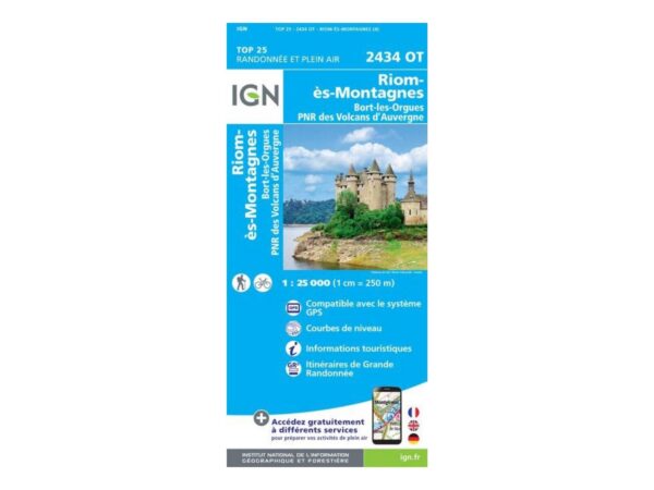 Carte Ign Riom-ès-montagnes Bort-les-orgues Pnr Des Volcans D'auvergne