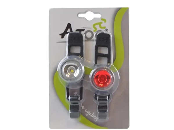 Éclairage pile avant+arrière 1 LED 2 fonction fixation avant cintre/arrière tige de selle Optimiz