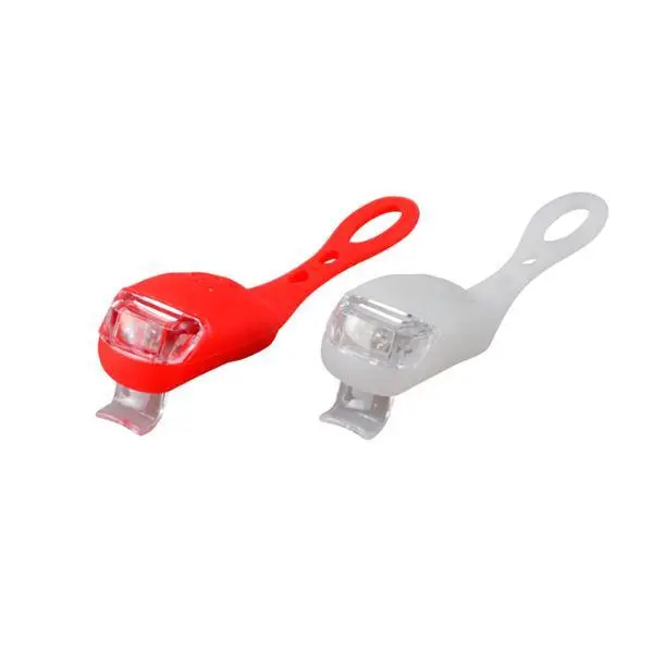 Éclairage pile avant+arrière 2 LED 10 lumens 3 fonctions bracelet silicone Optimiz