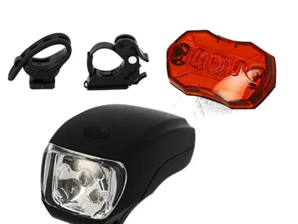 Éclairage pile avant+arrière à LED 3 fonctions C.e. fixation avant cintre / arrière tige de selle Optimiz