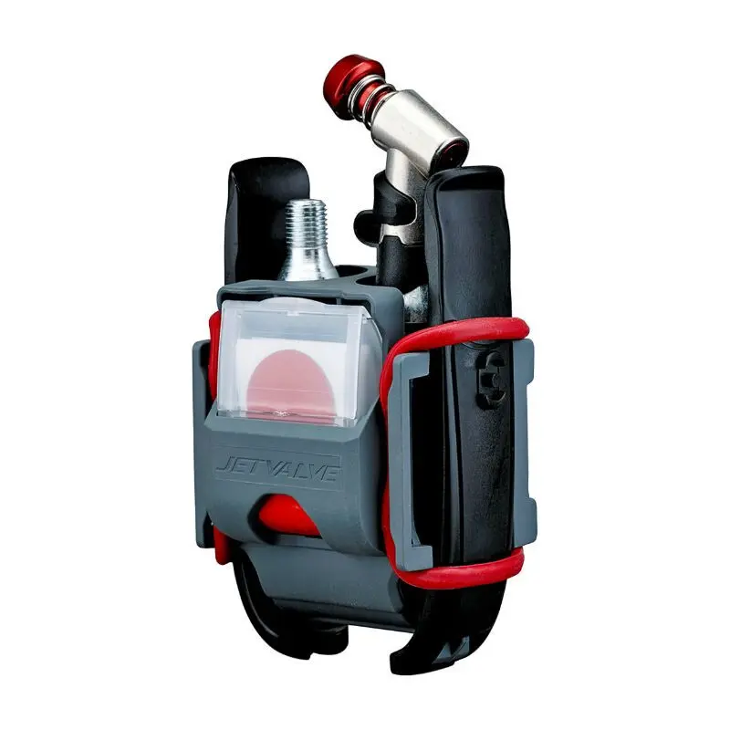 Gonfleur jetvalve avec 2 cartouches - 2 demontes pneu - rustines autocollantes sur carte Weldtite 16g