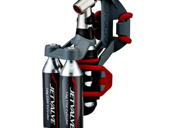 Gonfleur jetvalve avec support fixation tige de selle sur carte Weldtite