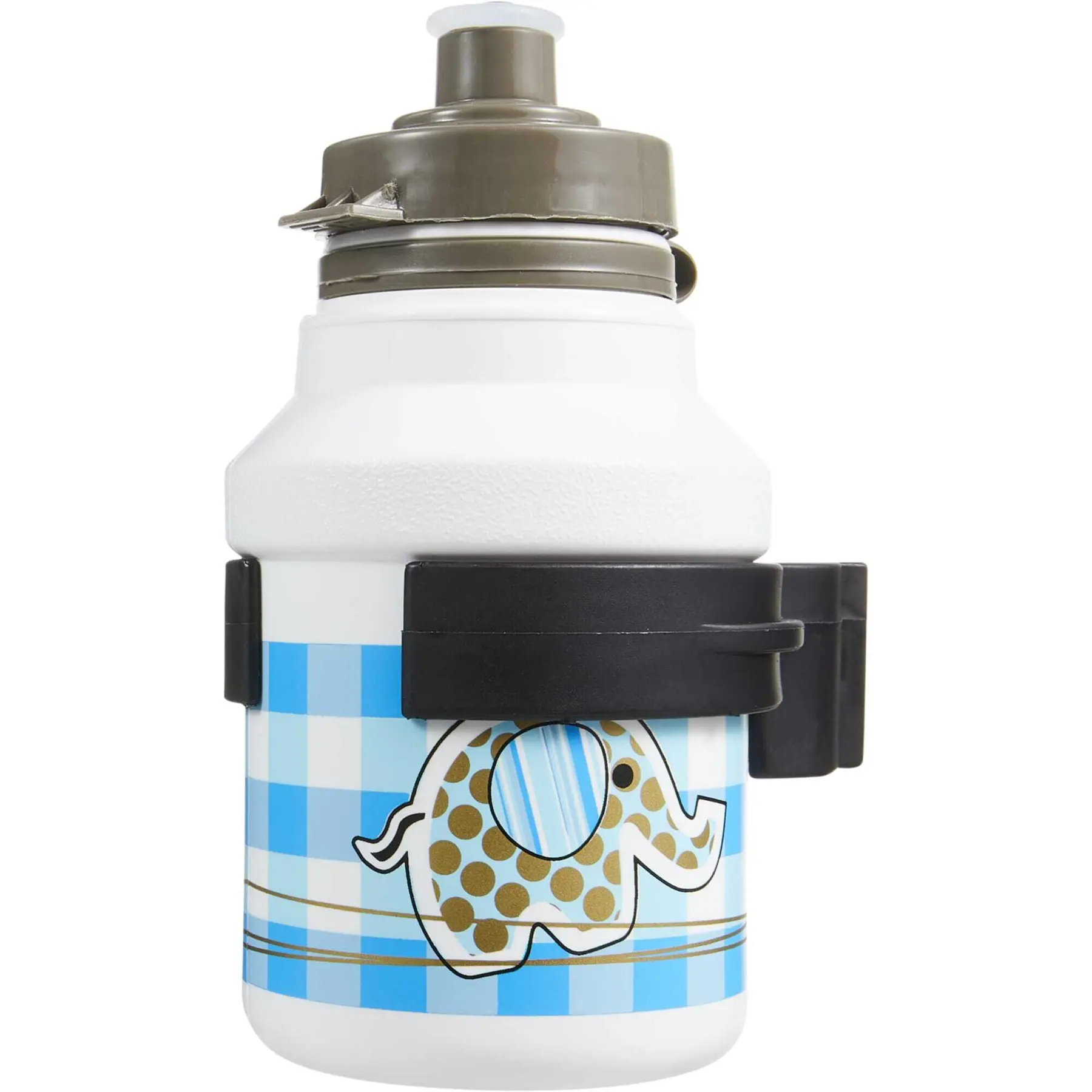 Gourde + porte-Gourde blanc bouchon à clipser Polisport Elephant