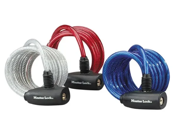 Lot de 3 antivols câble vélo spirale à clé - livré avec 2 clés par antivol Masterlock