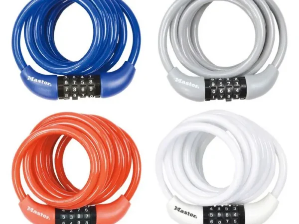 Lot de 4 antivols câble vélo spirale à combinaison Masterlock