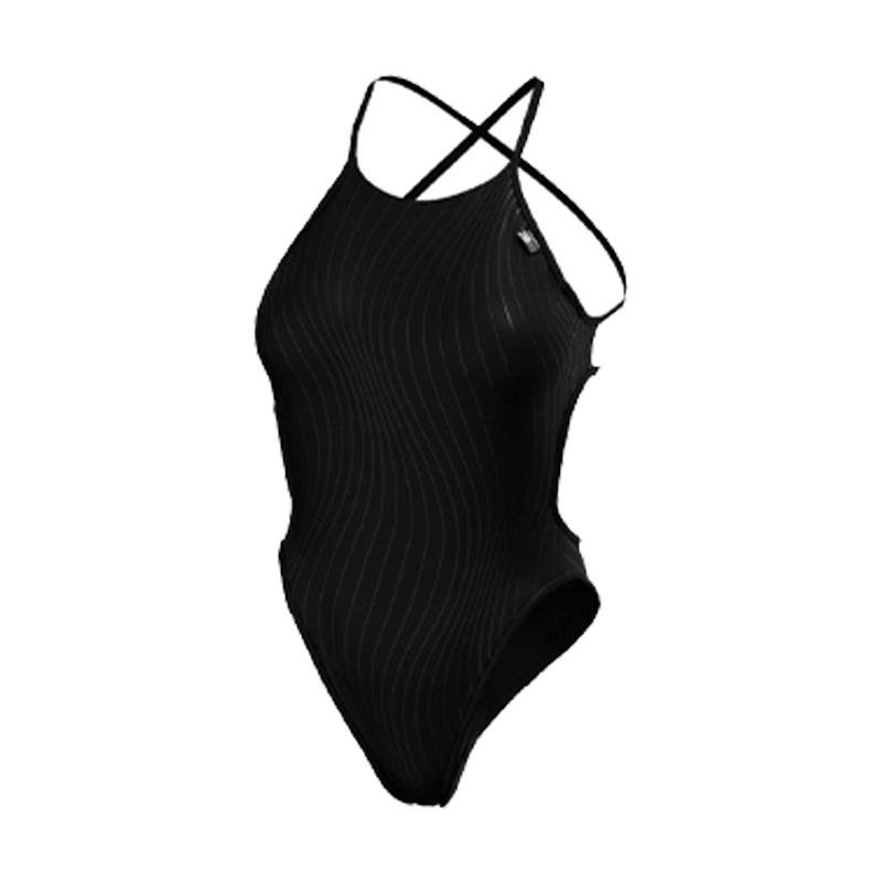 Maillot De Bain Une Pièce Noir Vagues - Femme
