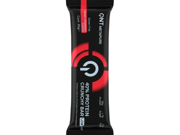 Nutrition protéinée Fraise crémeuse QNT Metapure 40% Protein Crunchy Bar Low Sugar