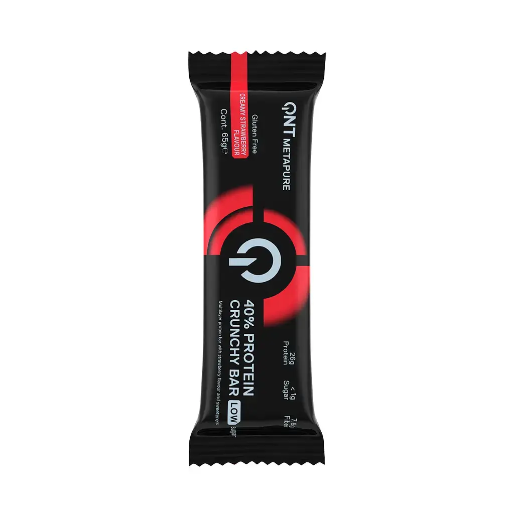 Nutrition protéinée Fraise crémeuse QNT Metapure 40% Protein Crunchy Bar Low Sugar