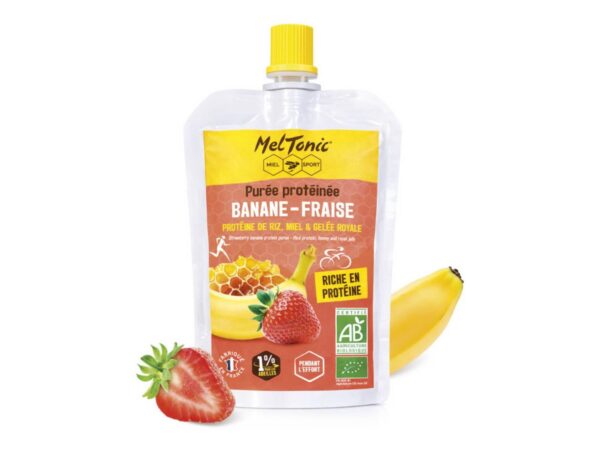 Purée Protéinée Bio Banane - Fraise, Miel Et Gelée Royale