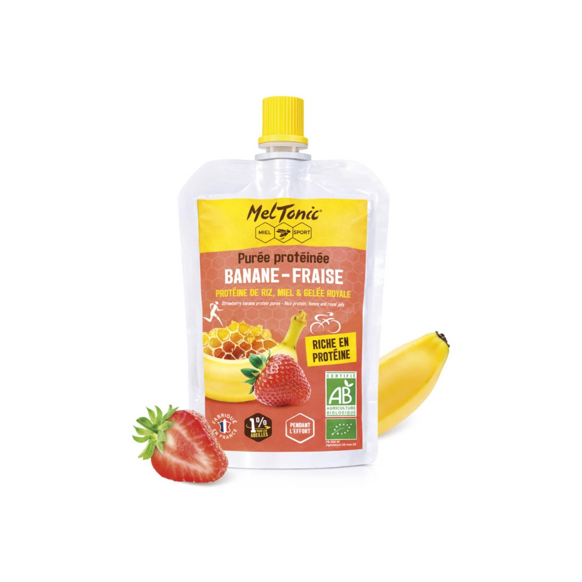 Purée Protéinée Bio Banane - Fraise, Miel Et Gelée Royale