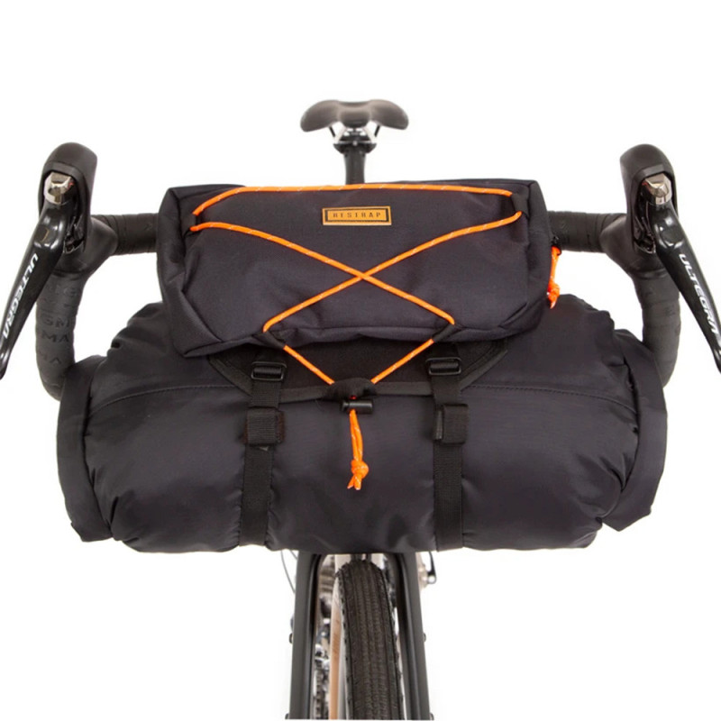 Sacoche de guidon Restrap Bar Bag 14L (option +1.5L ou + 3L) - 14 + 3 L, Noir / Orange