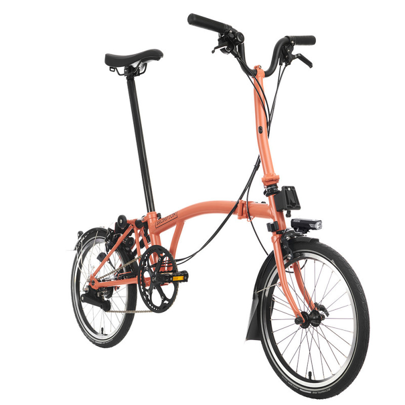 Vélo pliant Brompton C Line Explore - 6 vitesses (2023) - Batterie, Fire Coral, Medium (type M), Sans
