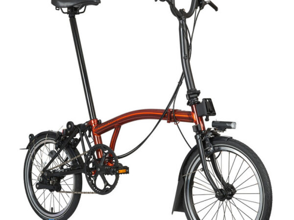 Vélo pliant Brompton C Line Explore - 6 vitesses (2023) - Batterie, Flame Lacquer, Matt Black, Medium (type M), Sans