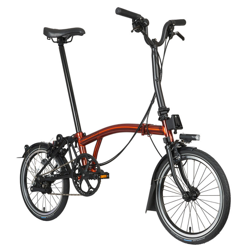 Vélo pliant Brompton C Line Explore - 6 vitesses (2023) - Batterie, Flame Lacquer, Matt Black, Medium (type M), Sans