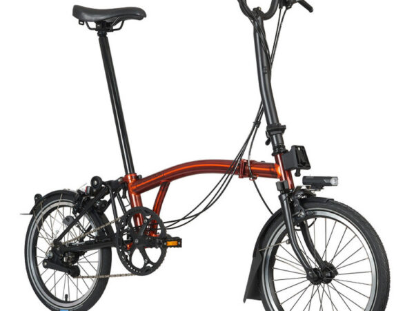 Velo pliant Brompton C Line Explore - Guidon H - Batterie, Flame Lacquer, Sans, Standard