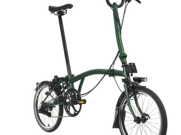 Velo pliant Brompton C Line Explore - Guidon H - Batterie, Racing green/Racing green, Rallongée, Sans