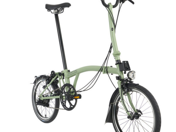 Velo pliant Brompton C Line Explore - Guidon H - Dynamo, Matcha green/Matcha green, Sans, Télescopique