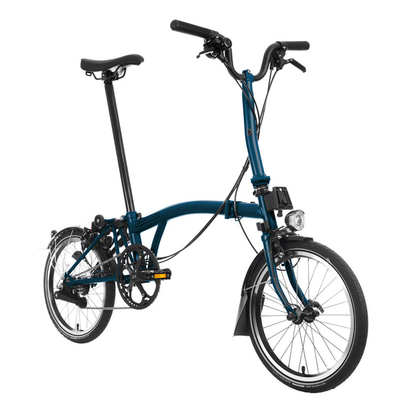Velo pliant Brompton C Line Explore - Guidon H - Dynamo, Ocean blue/ Matt black, Rallongée, Sans