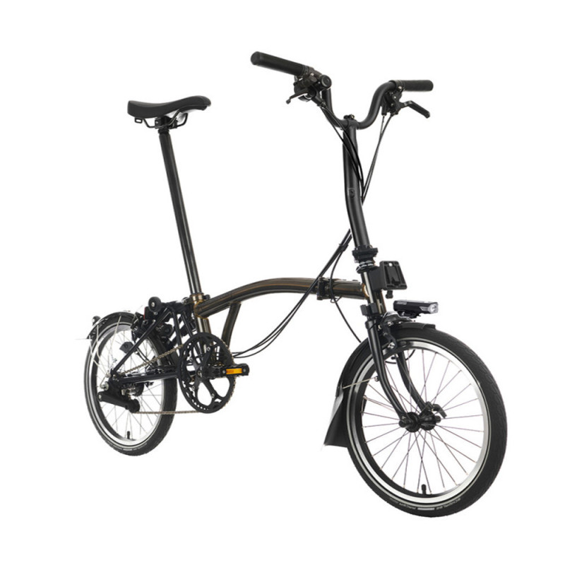 Velo pliant Brompton C Line Explore - Guidon M - Batterie, Black Lacquer, Sans, Standard