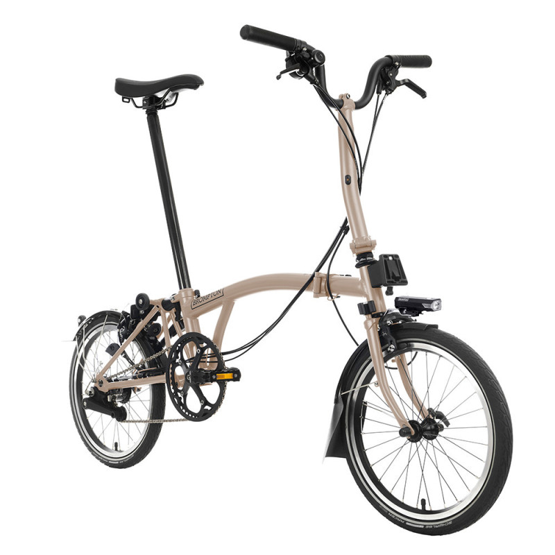 Velo pliant Brompton C Line Explore - Guidon M - Batterie, Dune sand/ Dune sand, Sans, Standard