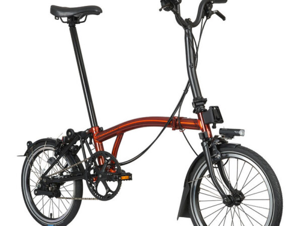 Velo pliant Brompton C Line Explore - Guidon M - Batterie, Flame Lacquer, Rallongée, Sans